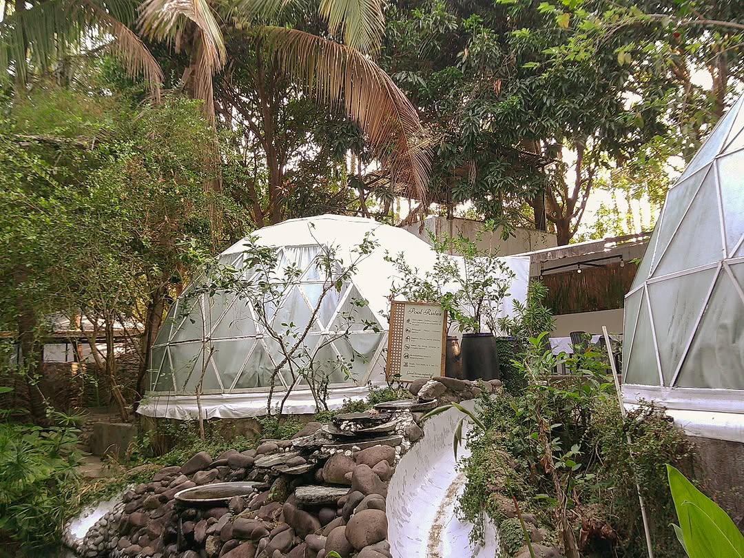 Domescape — campground scene with glamping setup in the forest