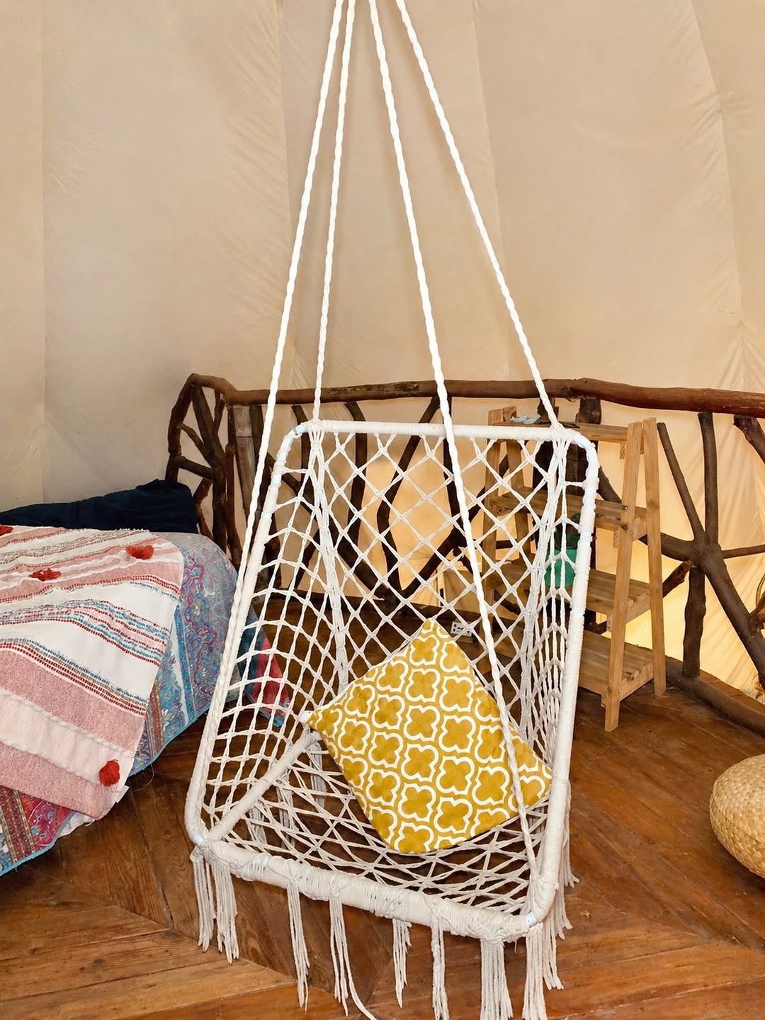 Dome 5 Bohemian — lofted second floor and ceiling swing detail